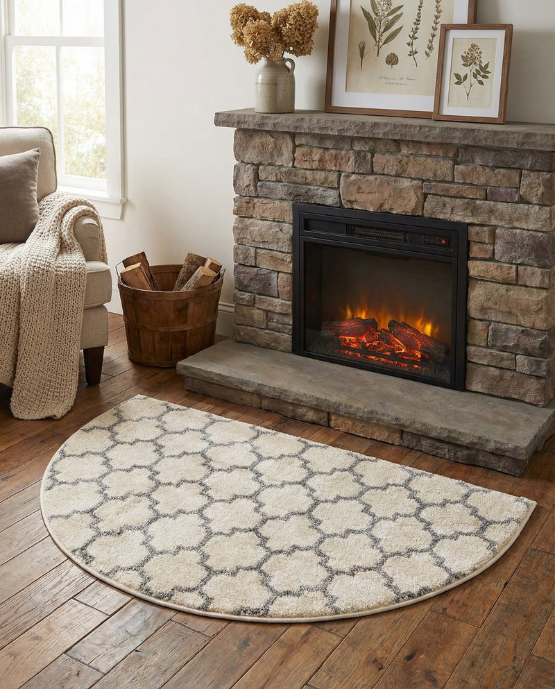 Lattice Gardens Collection Area Rug -  Bloomfield (Beige and Gray) Hearth Beige and Gray  lifestyle 70