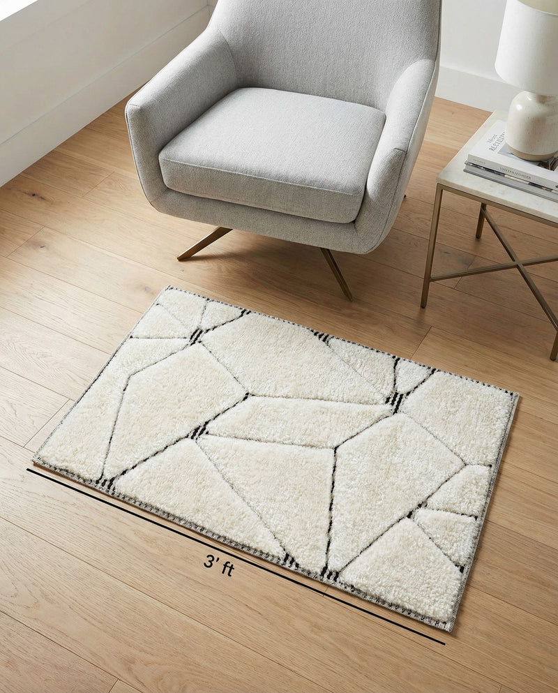 Monochrome Collection Area Rug -  Onyx Rectangle Ivory White  lifestyle 46