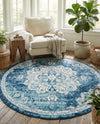 Beverly Grove Collection Area Rug - Melrose (Navy Blue) Round Navy Blue  lifestyle 55