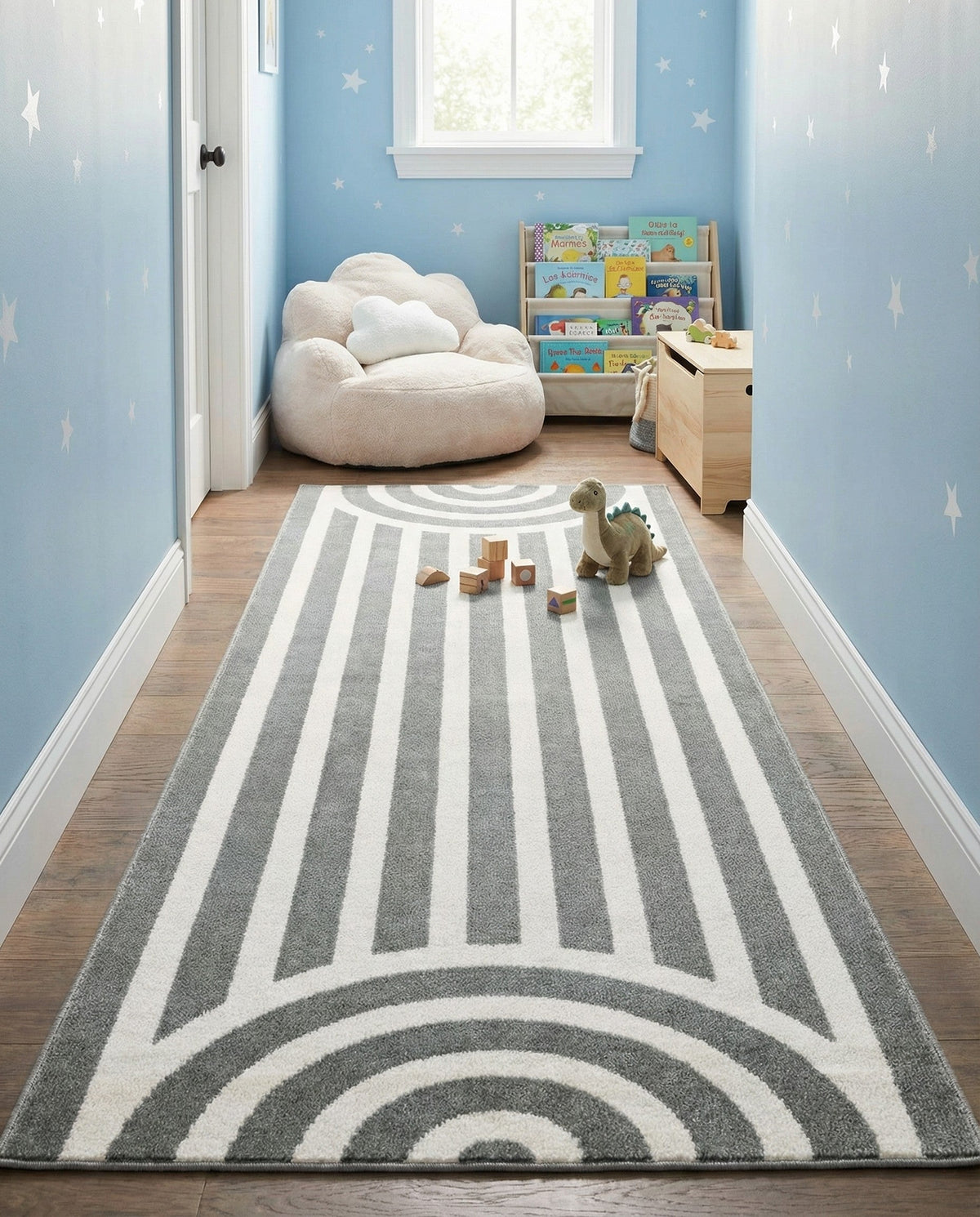 Wonder Tykes Collection Area Rug -  Joydale Runner Gray and Silver  lifestyle 169