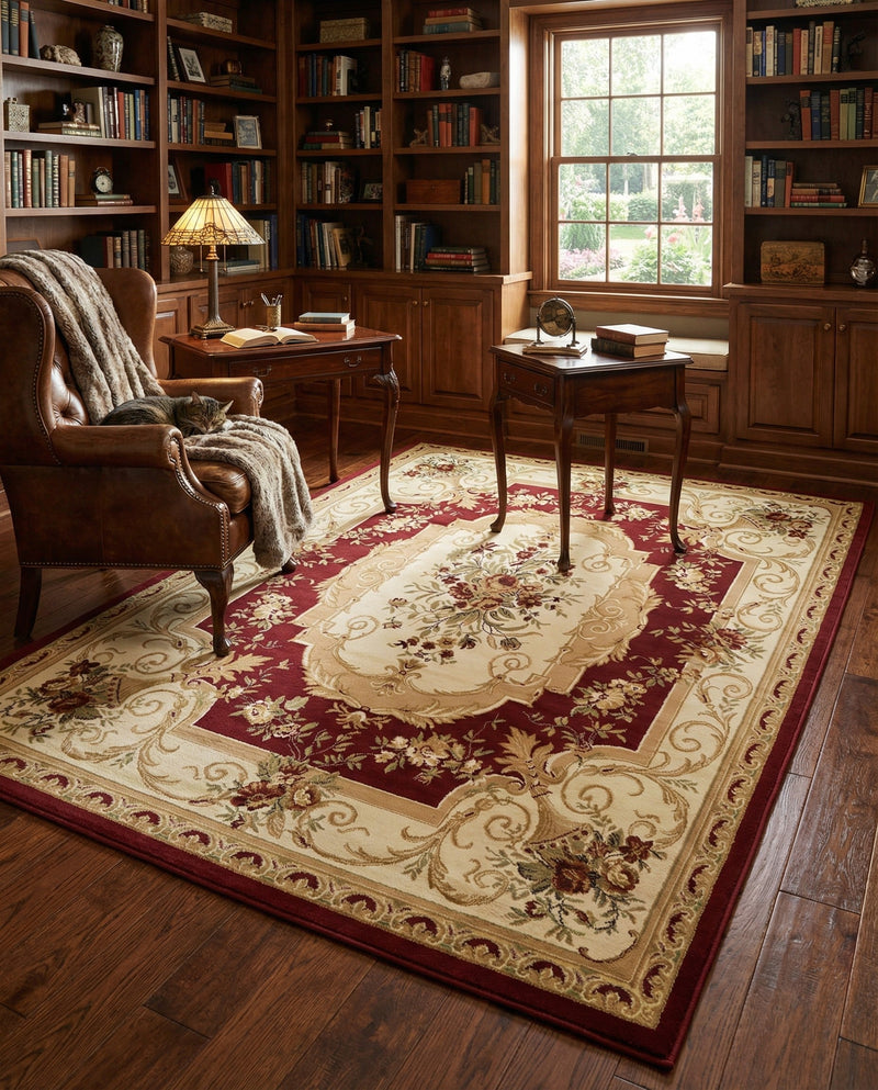Versailles Elegance Collection Area Rug -  Louveciennes (Red) Rectangle Red  lifestyle 19