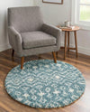 Berber Lattice Shag Collection Area Rug - Atlas (Light Blue) Round Light Blue  lifestyle 52