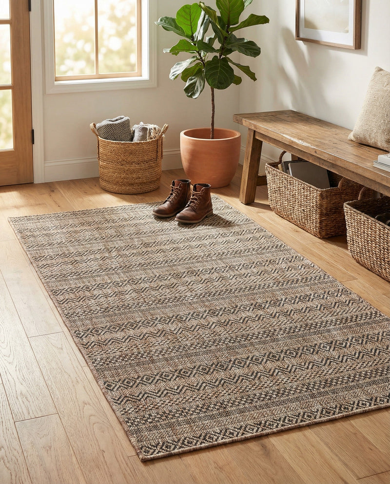 Seaside Stripes Collection Area Rug -  Boardwalk (Natural) Rectangle Natural  lifestyle 10
