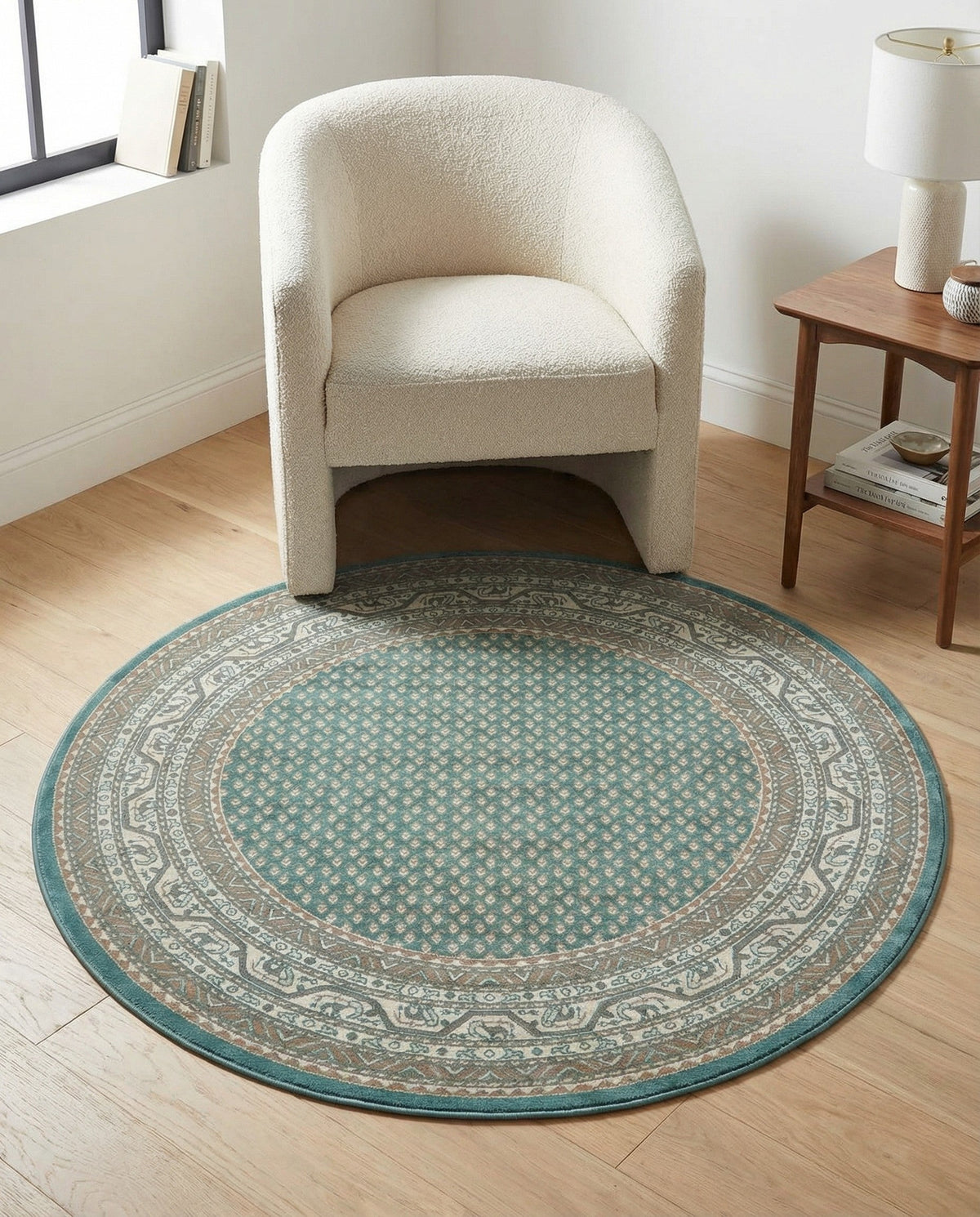 Soho Elegance Collection Area Rug -  Mercer (Turquoise) Round Turquoise  lifestyle 82