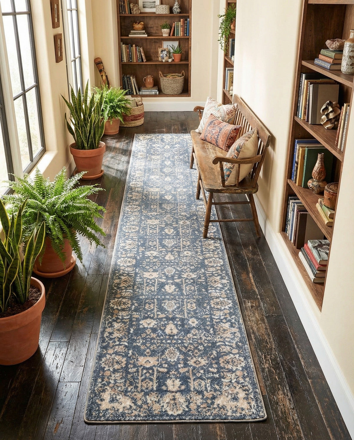 Cascade Range Collection Area Rug -  Shasta (Blue) Runner Blue  lifestyle 117