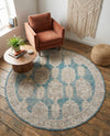 Seville Stripes Collection Area Rug -  Granada (Blue) Round Blue  lifestyle 20