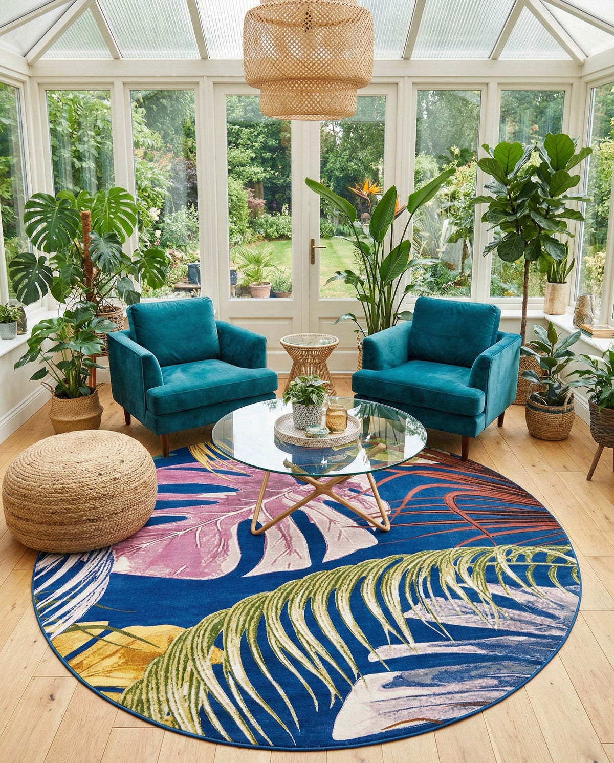 Meadow Breeze Collection Area Rug -  Clover Round Multi  lifestyle 165