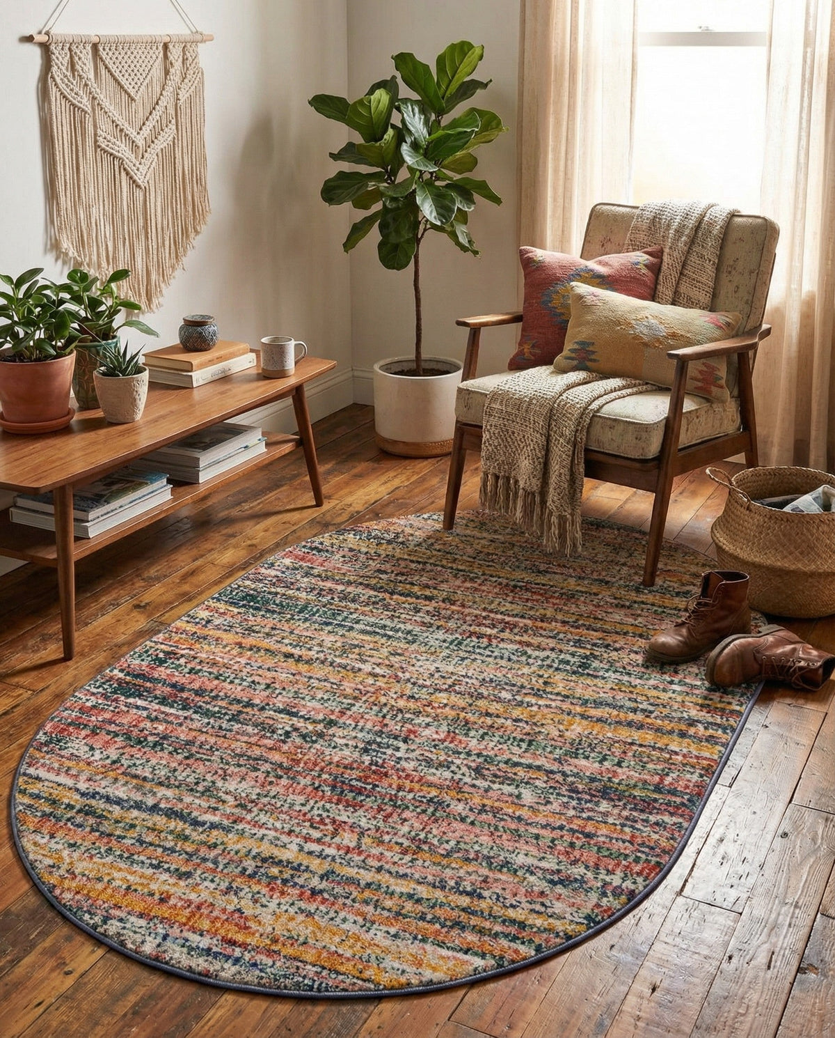 Jewel Oasis Collection Area Rug - Sapphire (Multi) Oval Multi  lifestyle 78