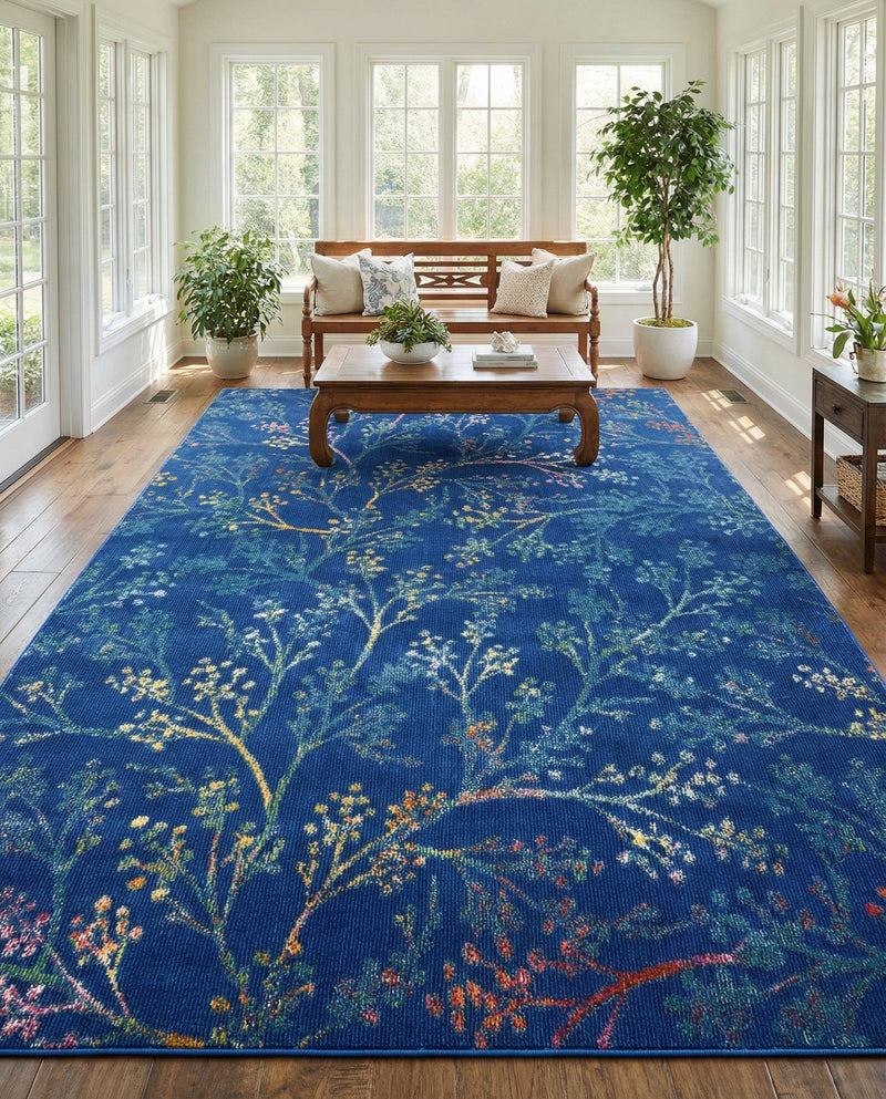 Meadow Breeze Collection Area Rug -  Sunbeam Rectangle Blue  lifestyle 24