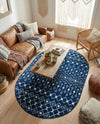 Mediterranean Lattice Collection Area Rug - Santorini (Navy Blue) Oval Navy Blue  lifestyle 29