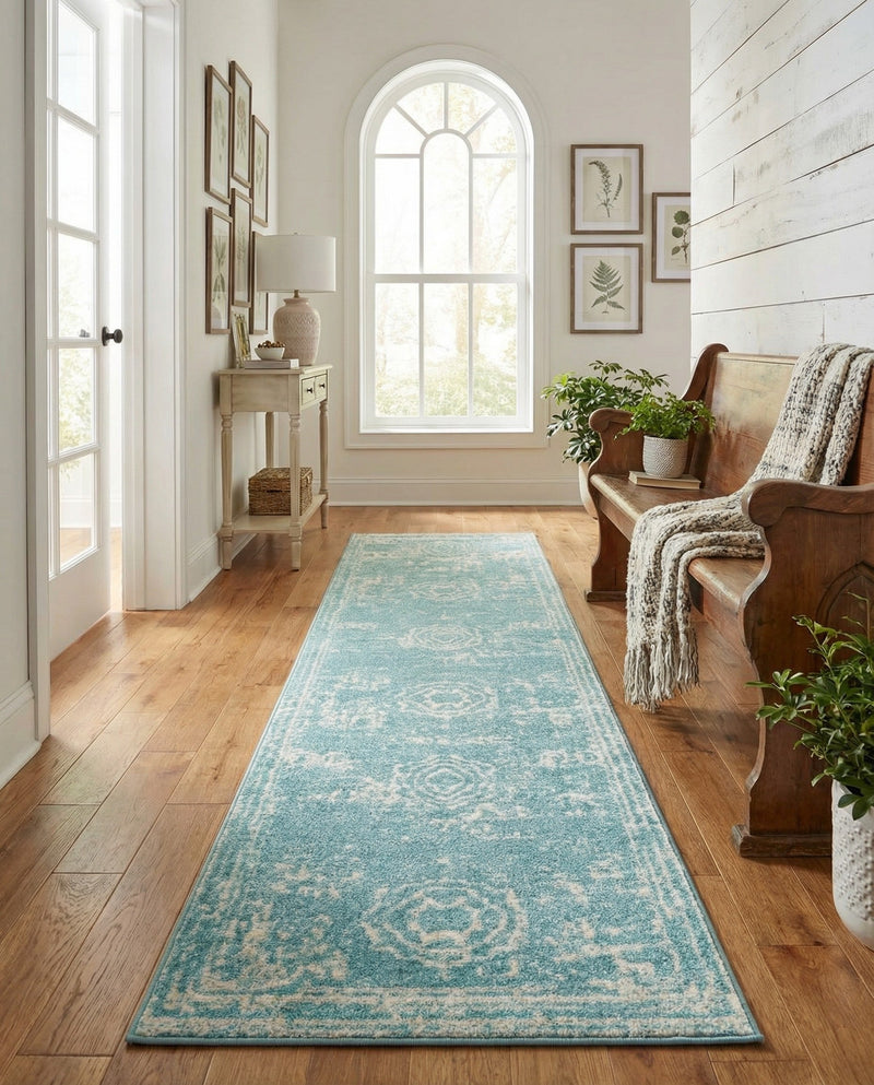Dover Terrace Collection Area Rug -  Lagoon (Aqua) Runner Aqua  lifestyle 65