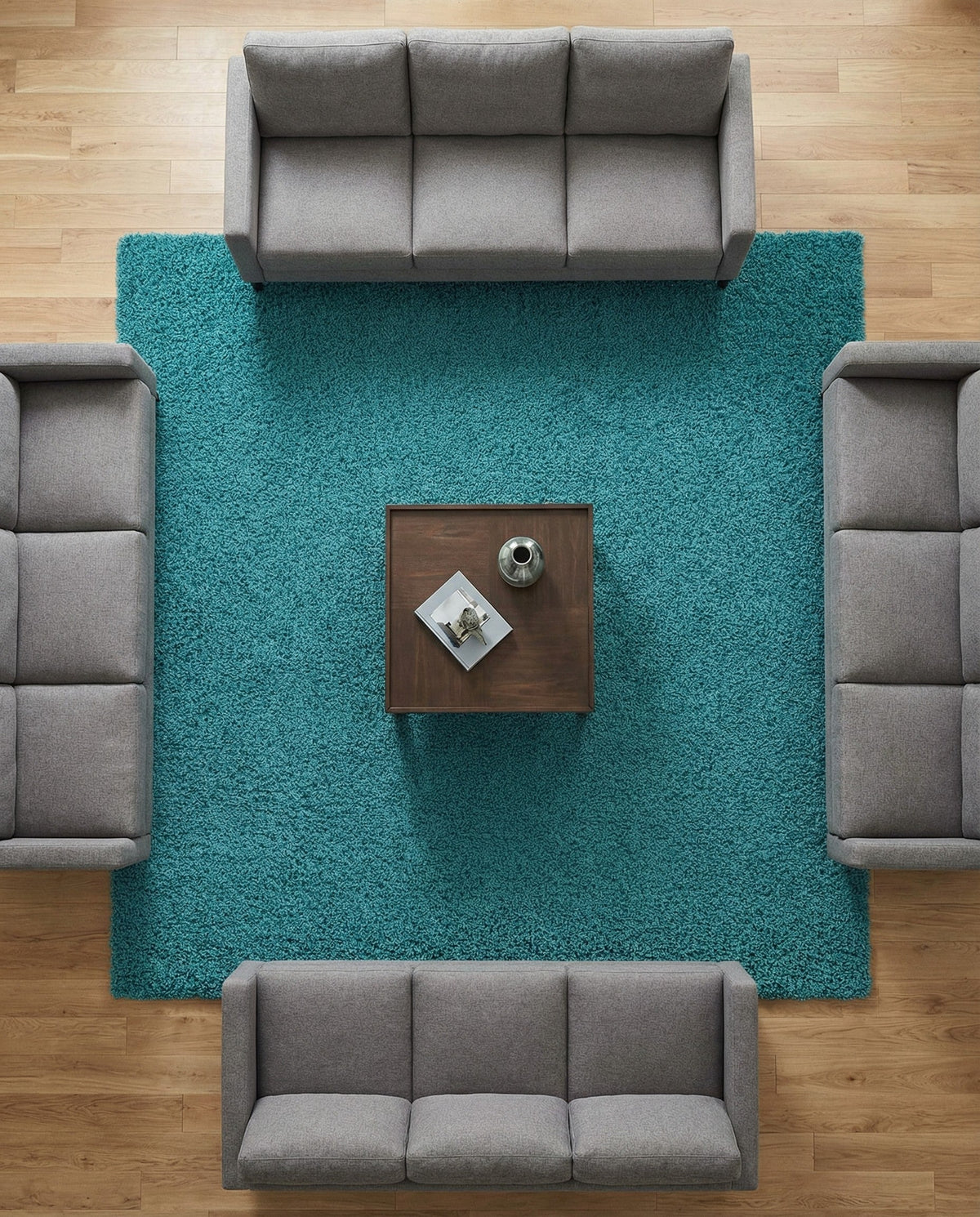 Plush Oasis Collection Area Rug - Serenity (Deep Aqua Blue) Square Deep Aqua Blue  lifestyle 75