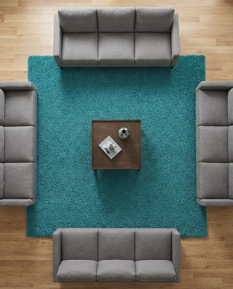 Plush Oasis Collection Area Rug - Serenity (Deep Aqua Blue) Square Deep Aqua Blue  lifestyle 75