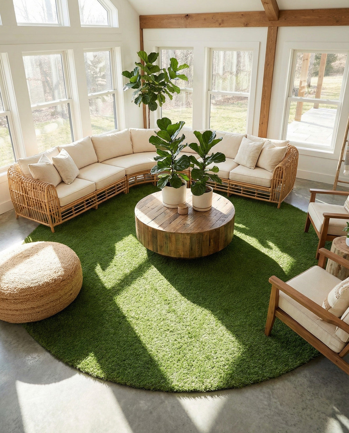Meadow Retreat Collection Area Rug - Glen Round Green  lifestyle 164