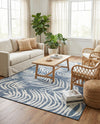Seaside Blooms Collection Area Rug - Verdure (Blue) Rectangle Blue  lifestyle 4