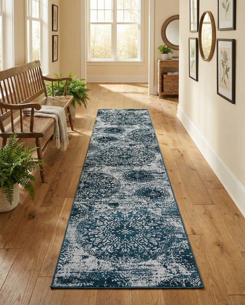 Riviera Elegance Collection Area Rug -  Monaco (Blue) Runner Blue  lifestyle 69