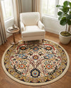 Tabriz Tapestry Collection Area Rug - Sahand (Cream) Round Cream  lifestyle 48