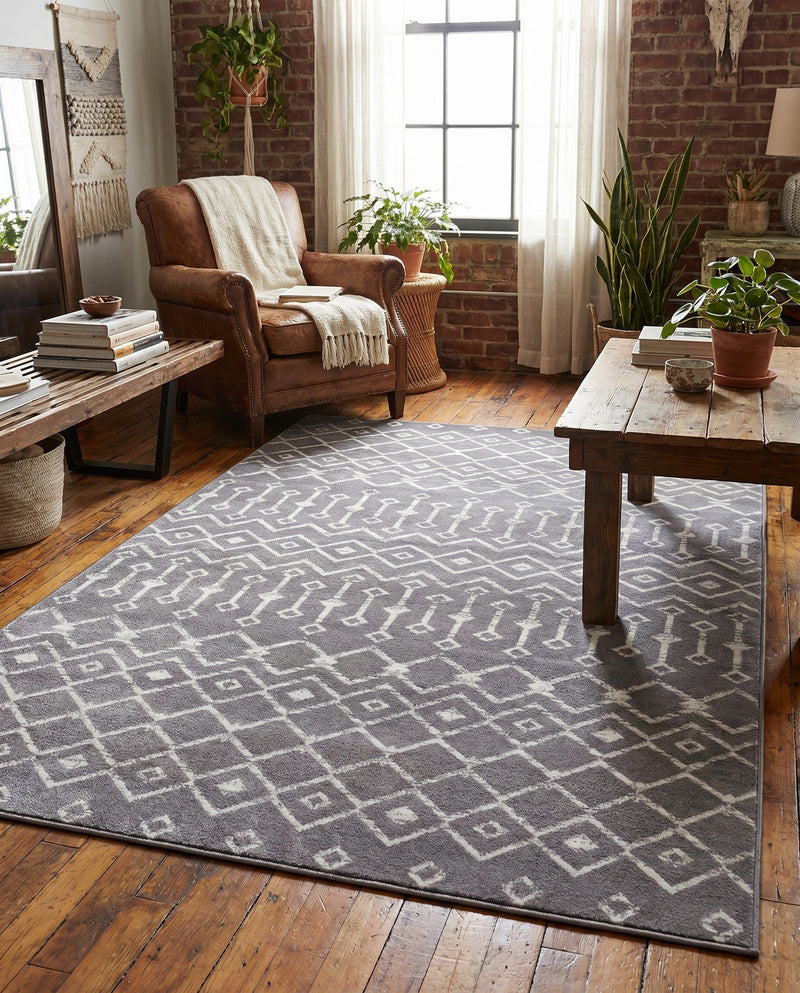 Marrakech Lattice Collection Area Rug - Medina (Light Gray) Rectangle Light Gray  lifestyle 21