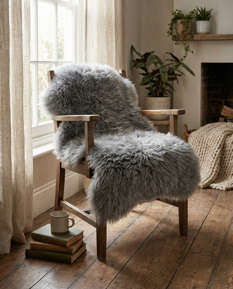 Arctic Lambskin Luxe Collection Area Rug - Tundra Rectangle Gray  lifestyle 20