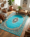 Tabriz Tapestry Collection Area Rug - Azerbaijan (Turquoise) Rectangle Turquoise  lifestyle 22