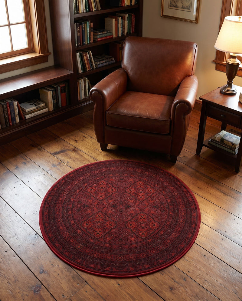 Samarkand Elegance Collection Area Rug -  Samanid Round Red  lifestyle 78