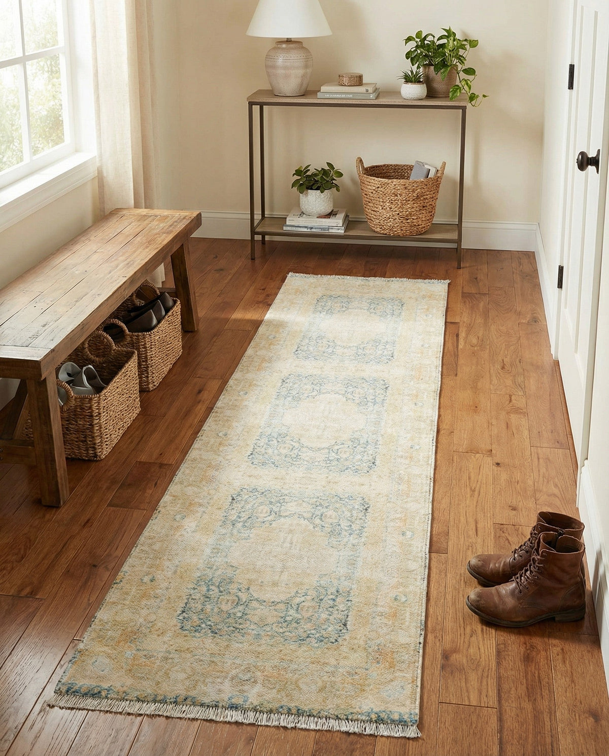Bazaar Chic Collection Area Rug -  Kenitra Runner Blue and Ivory  lifestyle 29