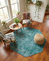 Sahara Essence Collection Area Rug - Oasis (Teal) Octagon Teal  lifestyle 44