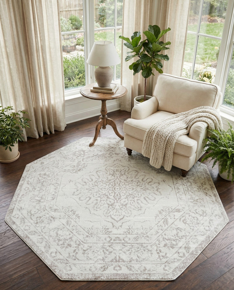 Cambridge Classics Collection Area Rug -  Magdalene (Ivory) Octagon Ivory  lifestyle 35