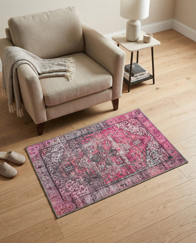 Heritage Elegance Collection Area Rug -  Windsor (Pink) Rectangle Pink  lifestyle 4