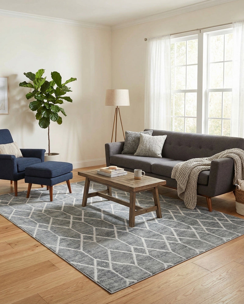 Garden Maze Retreat Collection Area Rug -  Greenbower Rectangle Gray  lifestyle 16