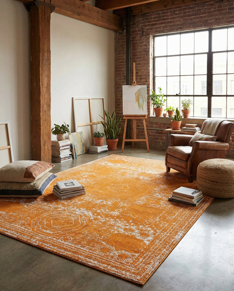 Dover Terrace Collection Area Rug -  Lagoon (Orange) Rectangle Orange  lifestyle 25