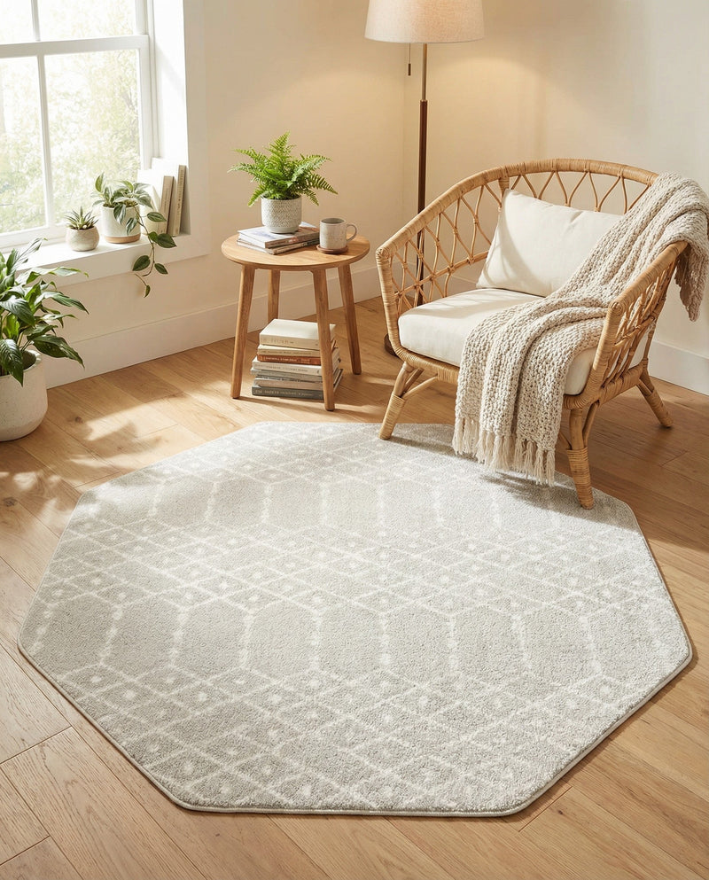 Marrakesh Lattice Collection Area Rug - Casablanca (Light Gray) Octagon Light Gray  lifestyle 73
