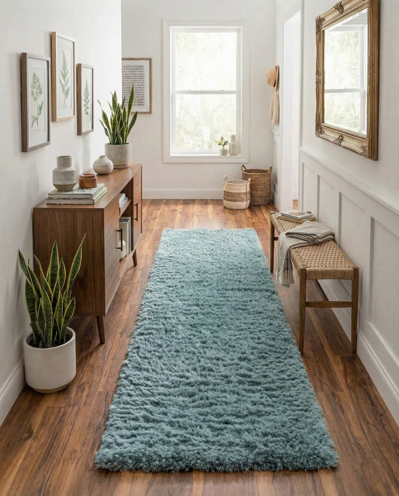 Eternal Plush Oasis Collection Area Rug -  Tranquility (Slate Blue) Runner Slate Blue  lifestyle 65