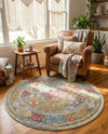 Caribbean Breeze Collection Area Rug -  Grenada Round Multi  lifestyle 50