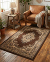 Tabriz Tapestry Collection Area Rug - Azerbaijan (Brown) Rectangle Brown  lifestyle 12