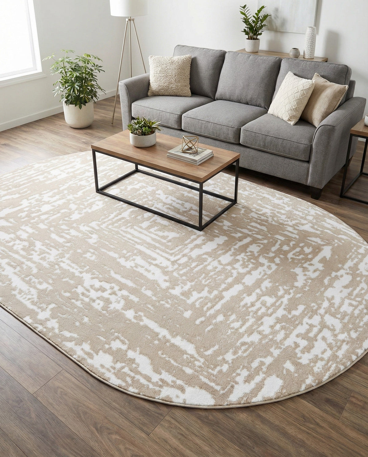 Sanctuary Retreat Collection Area Rug -  Asylum Oval White Bone  lifestyle 135