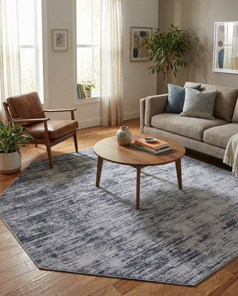 Sahara Essence Collection Area Rug - Oasis (Gray) Octagon Gray  lifestyle 48