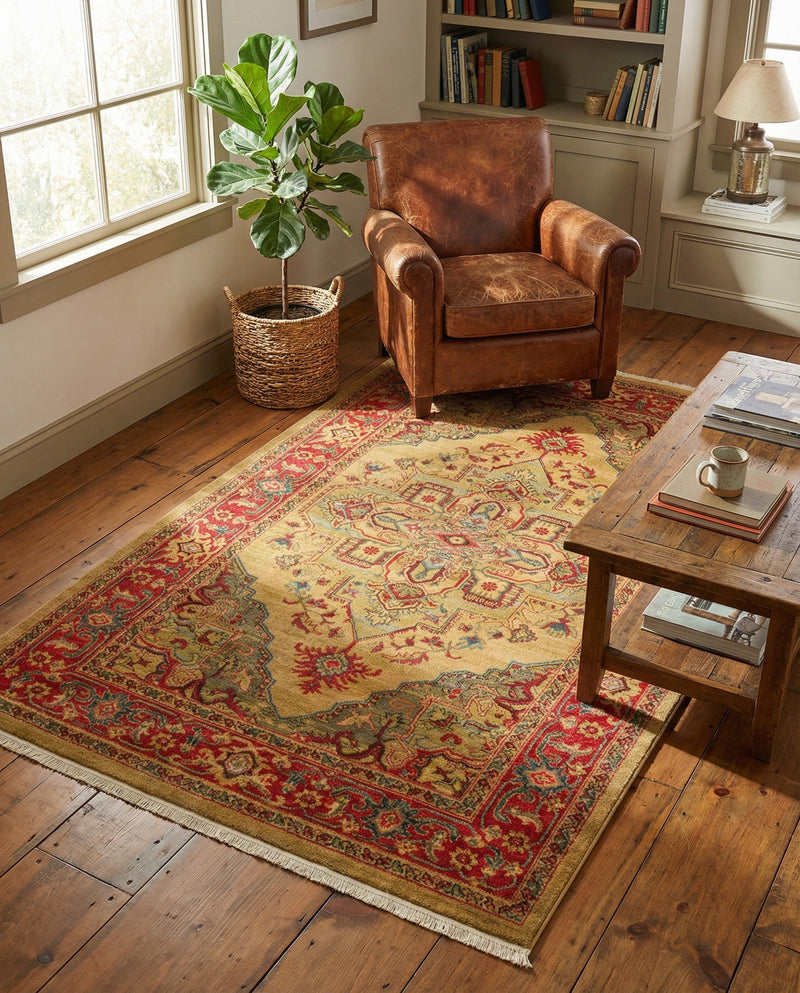 Persian Elegance Collection Area Rug -  Golestan Rectangle Tan  lifestyle 29