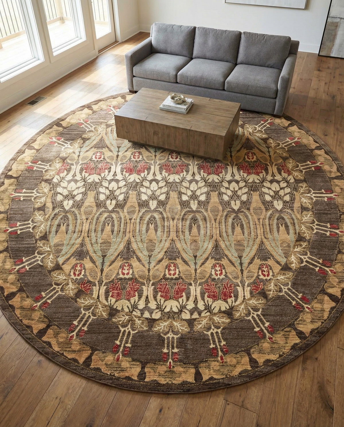 Chelsea Elegance Collection Area Rug -  Brompton (Brown) Round Brown  lifestyle 118