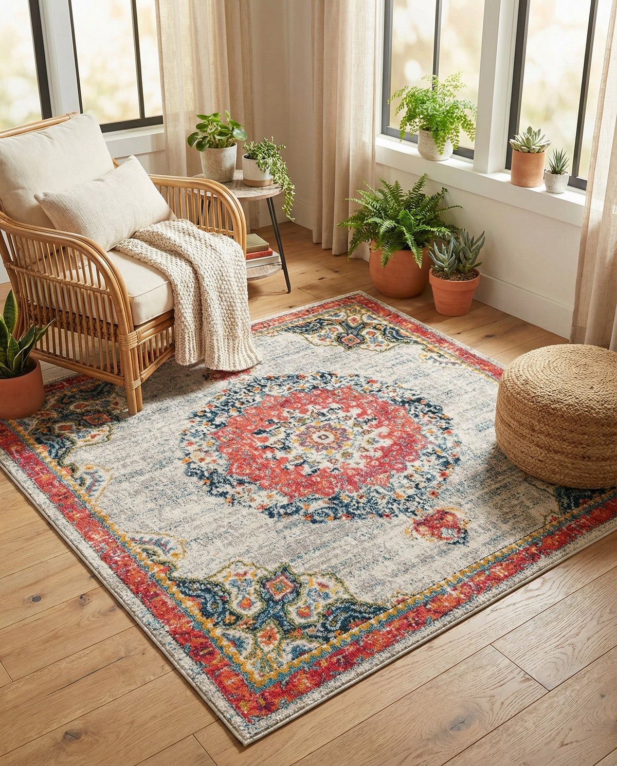 Brighton Terrace Collection Area Rug - Hove (Ivory) Square Ivory  lifestyle 81