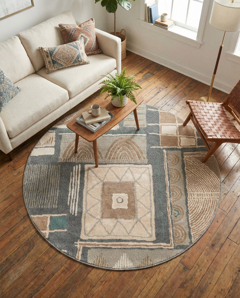 Savannah Sojourn Collection Area Rug -  Tsavo Round Multi  lifestyle 71
