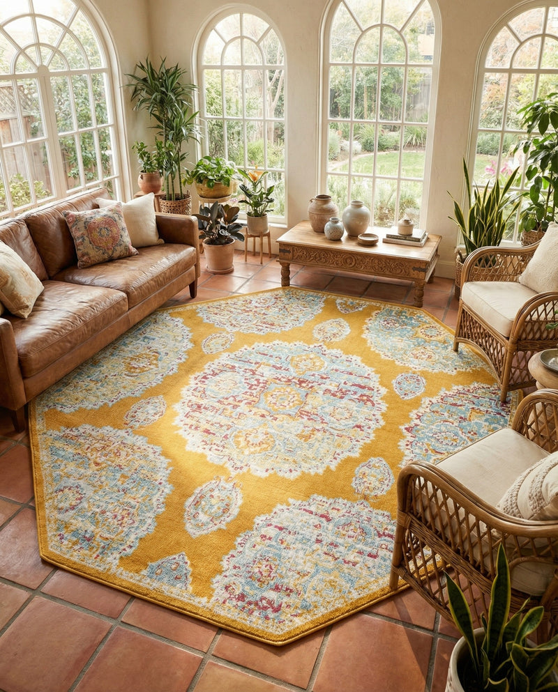 Arcadia Rugs Collection Area Rug -  Atlantis (Orange) Octagon Orange  lifestyle 74
