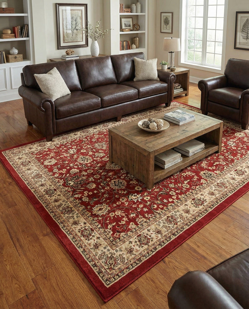 Isfahan Elegance Collection Area Rug - Naghsh-e Jahan (Burgundy) Rectangle Burgundy  lifestyle 32
