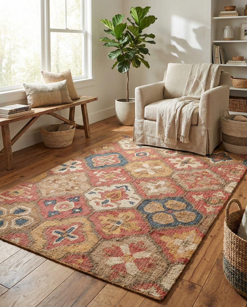 Benares Handwoven Jute Collection Area Rug - Ganges Rectangle Multi  lifestyle 13