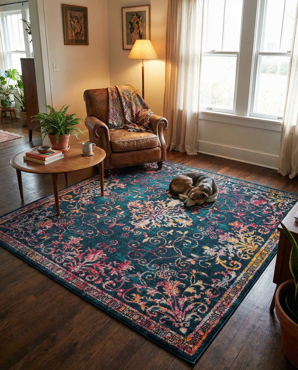 Brighton Terrace Collection Area Rug -  Saltdean Square Navy Blue  lifestyle 128