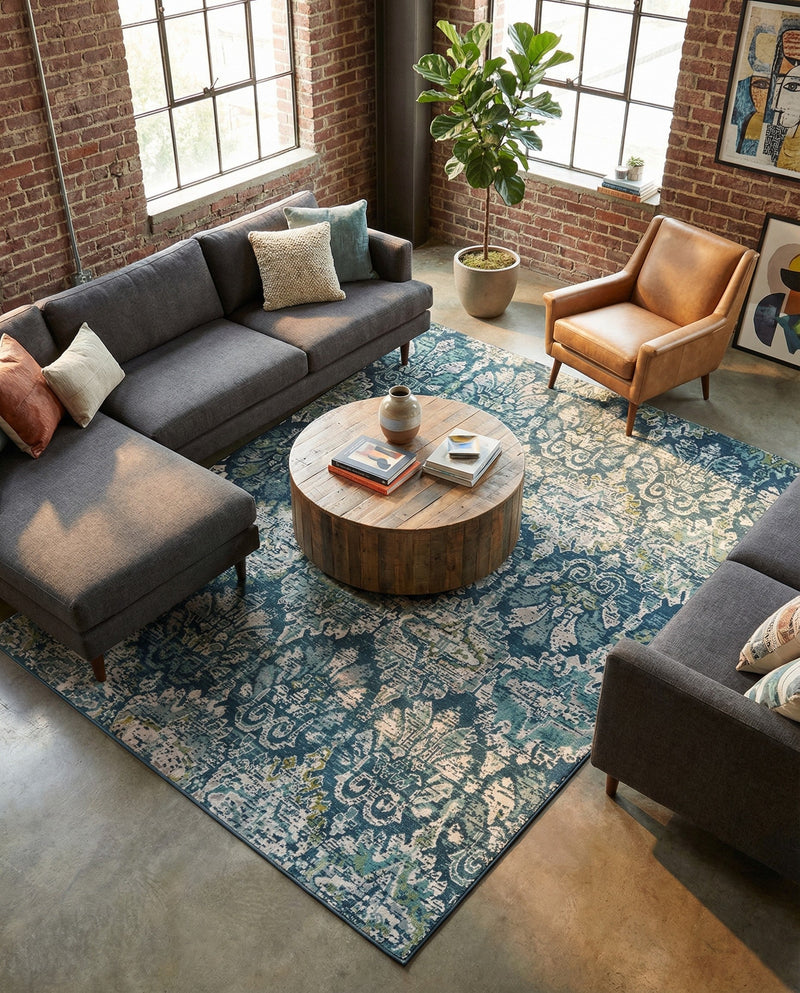 Savannah Elegance Collection Area Rug -  Forsyth Rectangle Navy Blue  lifestyle 43