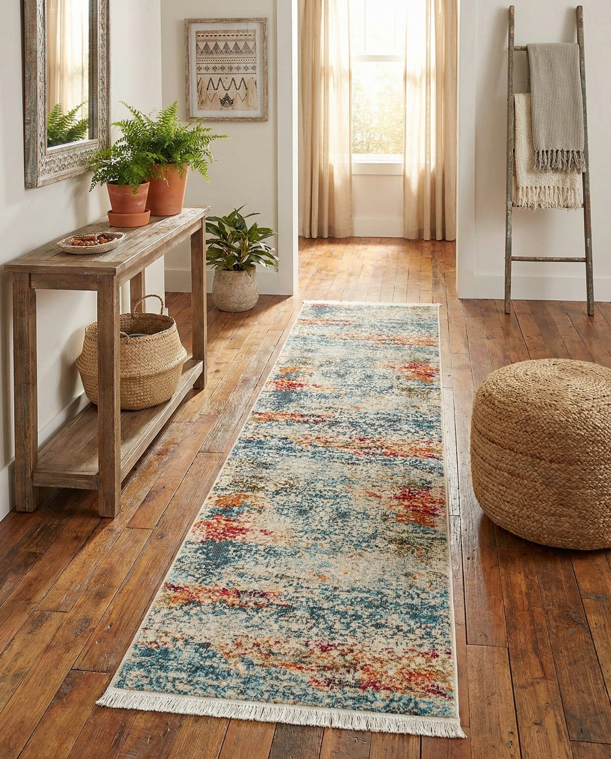 Caribbean Breeze Collection Area Rug -  Isla Runner Cream  lifestyle 123