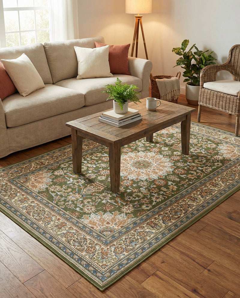 Patio Heritage Collection Area Rug -  Bower Rectangle Green  lifestyle 43