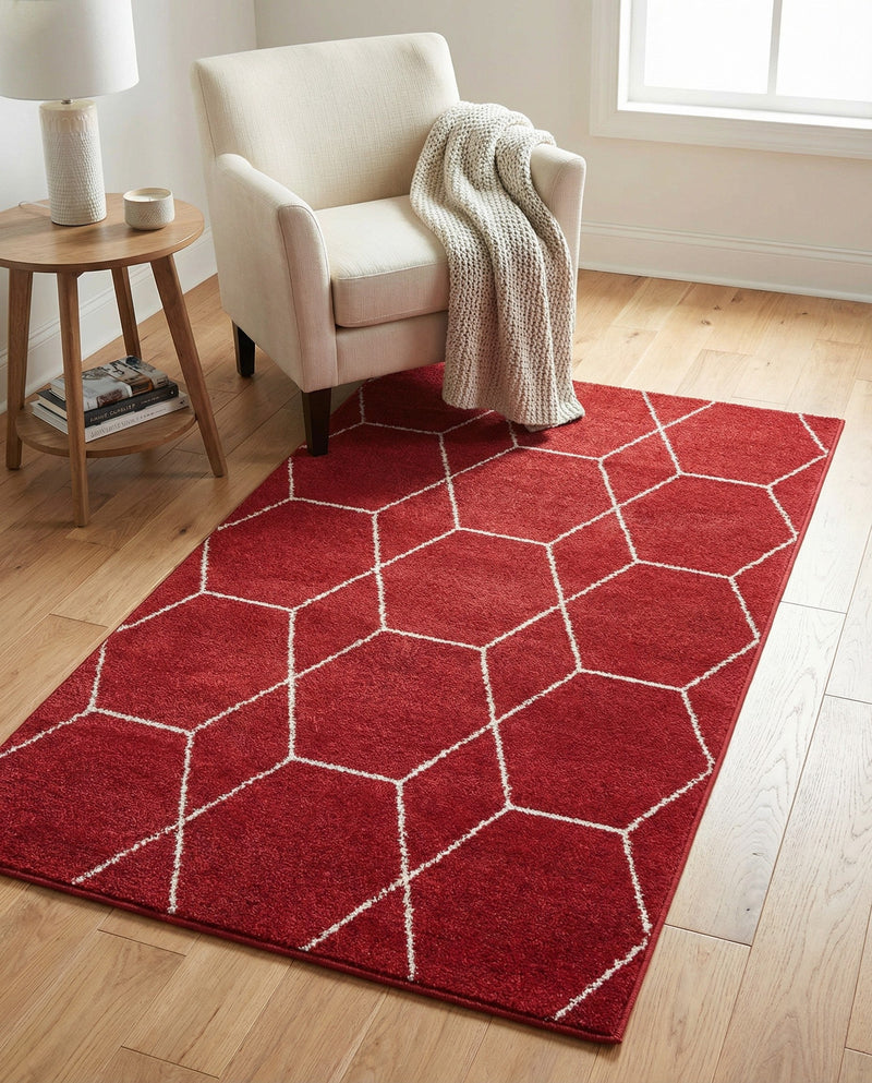 Trellis Mosaic Collection Area Rug - Arborville (Red) Rectangle Red  lifestyle 13