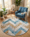 Dresden Elegance Collection Area Rug -  Bautzen Round Blue  lifestyle 44